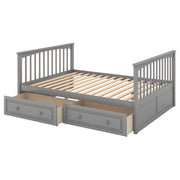 Full over Full Bunk Bed with Drawers, Convertible Beds  Gray