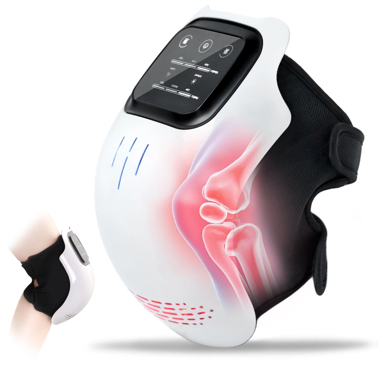 White electronic device with black arm band on a white background